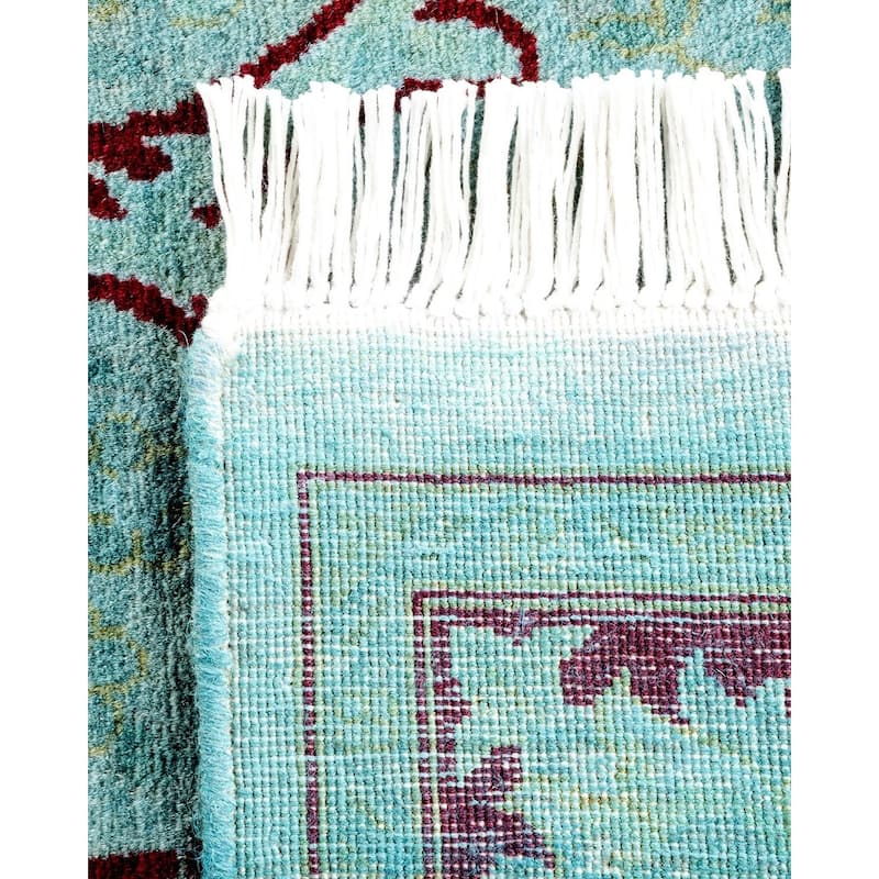 Overton Hand Knotted Wool Vintage Inspired Modern Contemporary Overdyed Blue Area Rug - 3' 2" x 5' 4"