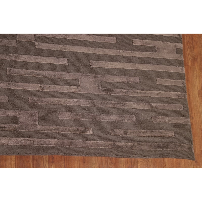 Striped Nepalese Oriental Large Area Rug Handmade Wool Carpet - 10'1" x 13'7"