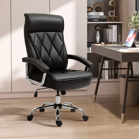 Vinsetto High Back Home Office Chair Computer Task Seat Adjustable Ergonomic Executive Chair Diamond-Stitched PU Leather, Black