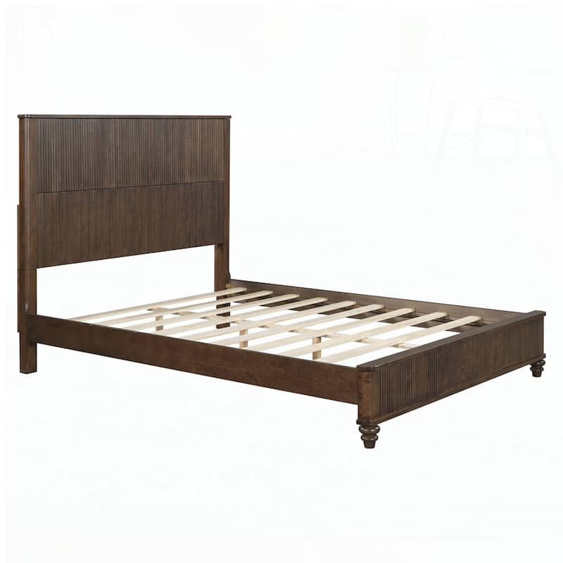 Solid Wood Bed Frame with Tall Headboard