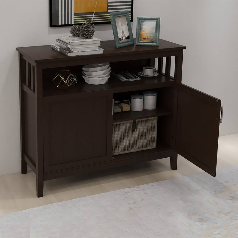 Living Room Wood Storage Cabinet with Doors and Shelves