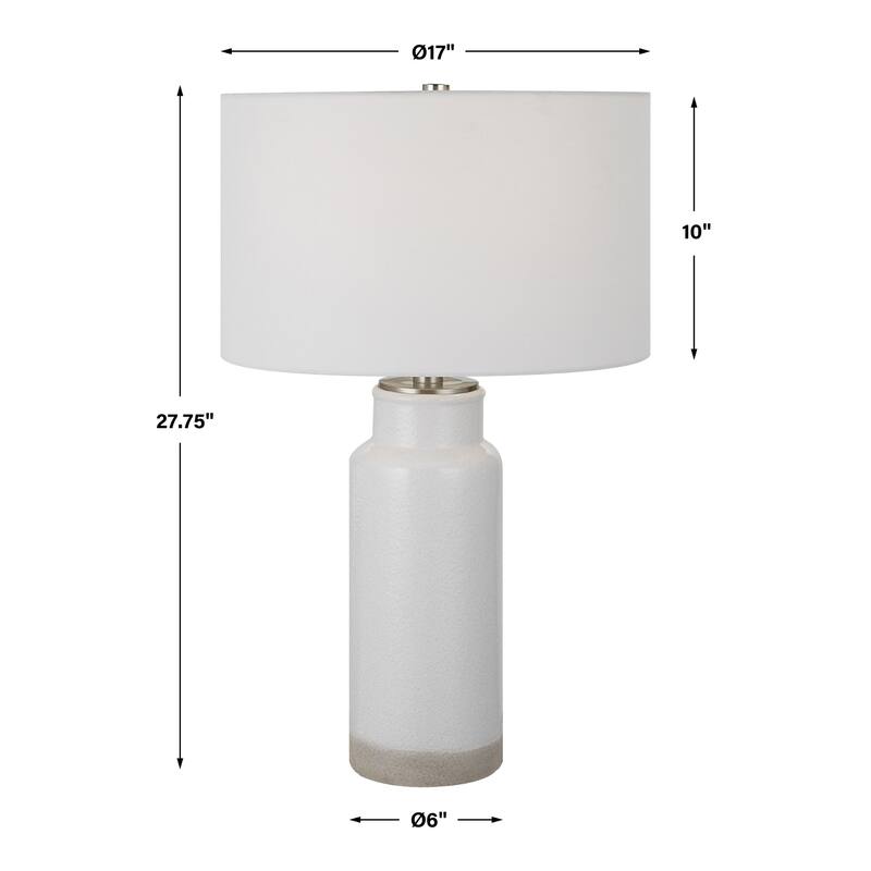 Handcrafted Ceramic Table Lamp with Drum Shade - 28"