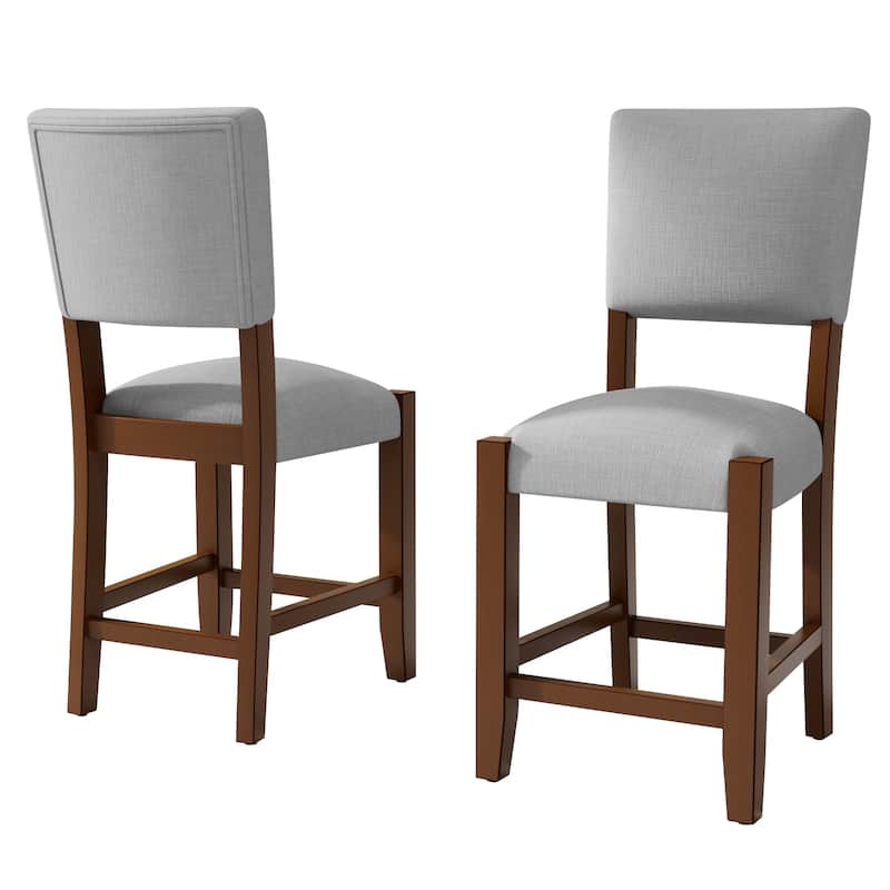 Roomfitters Mid Century Modern Bar Stools Set of 4, Counter Height Upholstered Bar Chairs with Back, Solid Wood Legs