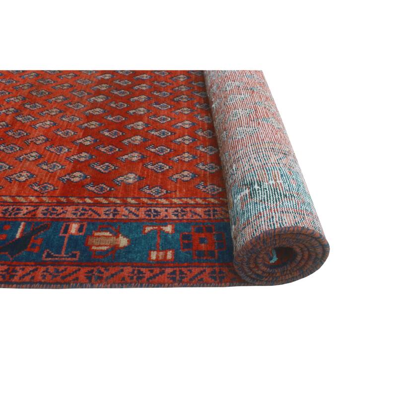 Fine Vintage Distressed Hashem Red/Blue Runner - 3'6" x 16'8"