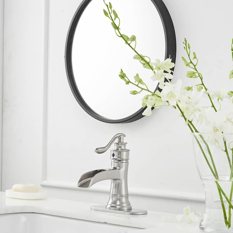 Waterfall Single Hole Bathroom Faucet Brushed Nickel