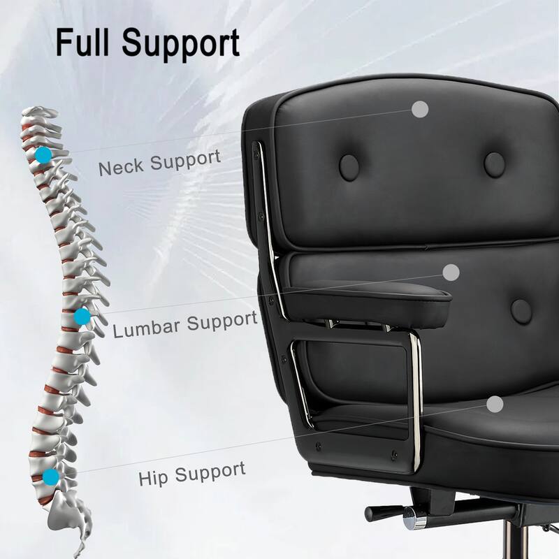 Lobby Lumbar Support Height Adjustable Leather Ergonomic Office Chair