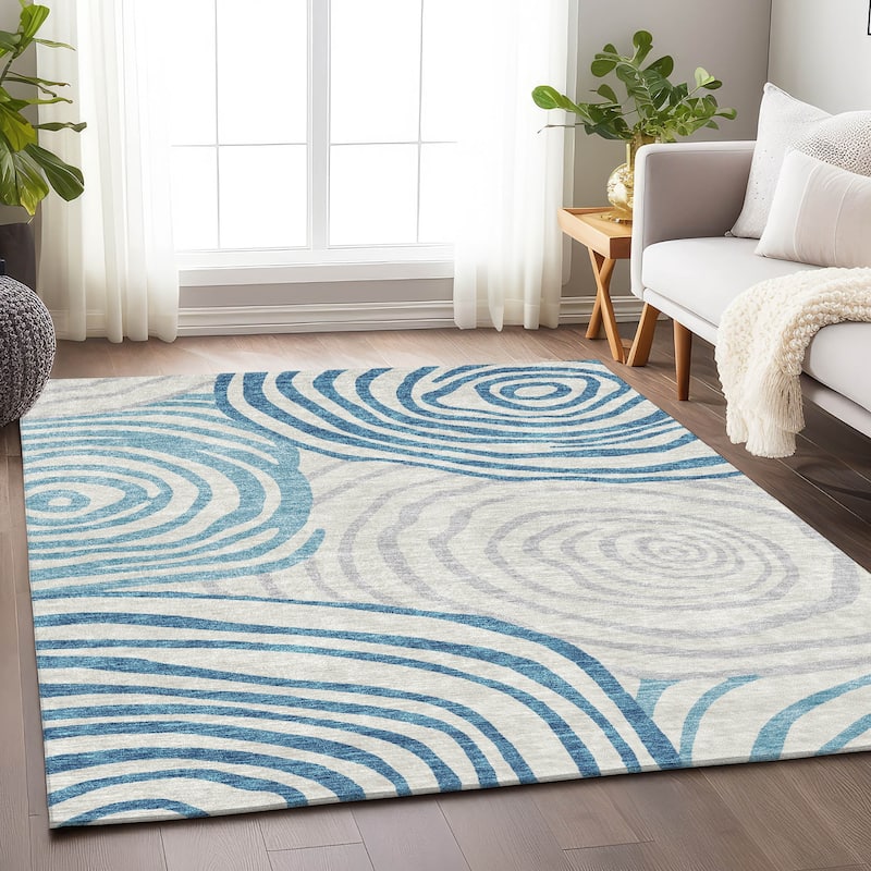 Premium Washable Super Soft Modern Mesmerize Mayfield Rug - Teal - 2' 6" x 3' 10" - Rectangle