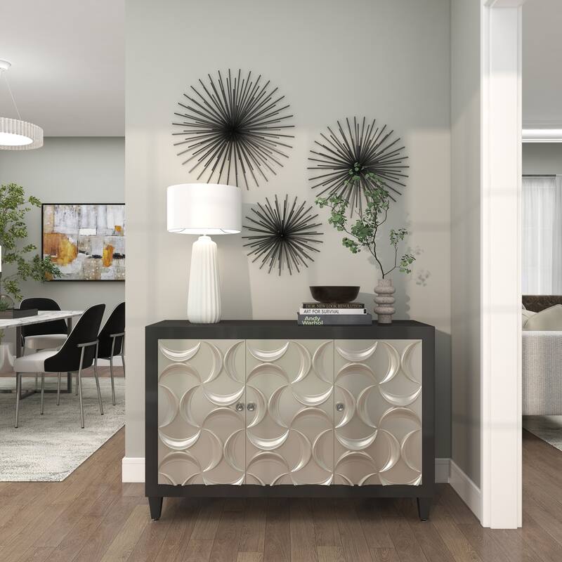 CosmoLiving by Cosmopolitan Metal 3D Starburst Wall Decor (Set of 3) - Silver, Gold, Black, Copper