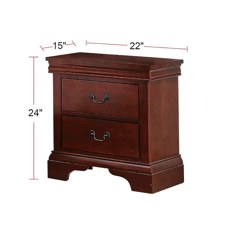 Wooden Nightstand with Two Drawers