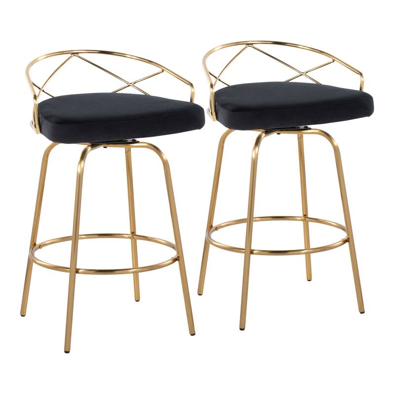 Silver Orchid Charlotte Glam 26" Fixed-Height Counter Stool (Set of 2)