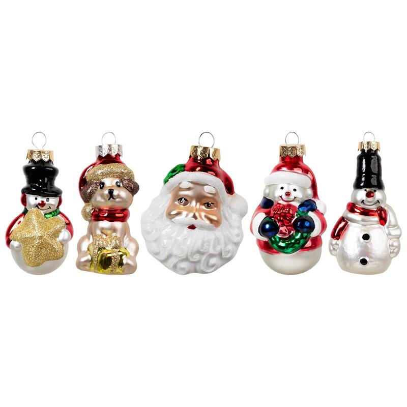 5ct Colored Festive Holiday Christmas Figurine Ornaments 3.5"