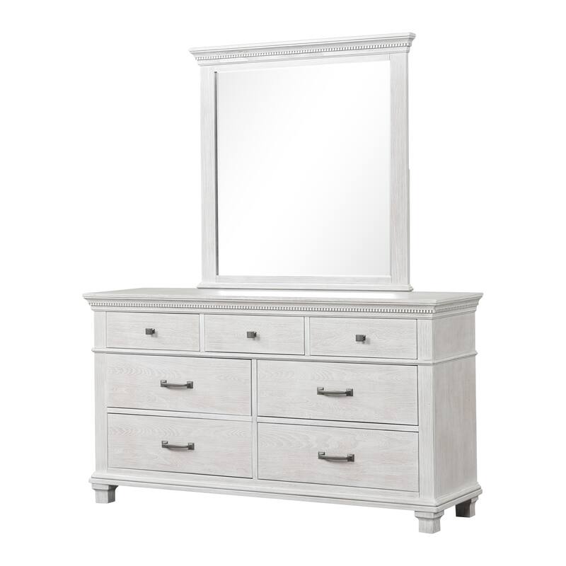 Furniture of America Eleanor Modern Rustic 4-Piece Weathered Grey Wood Panel Bedroom Set with Dentil Molding