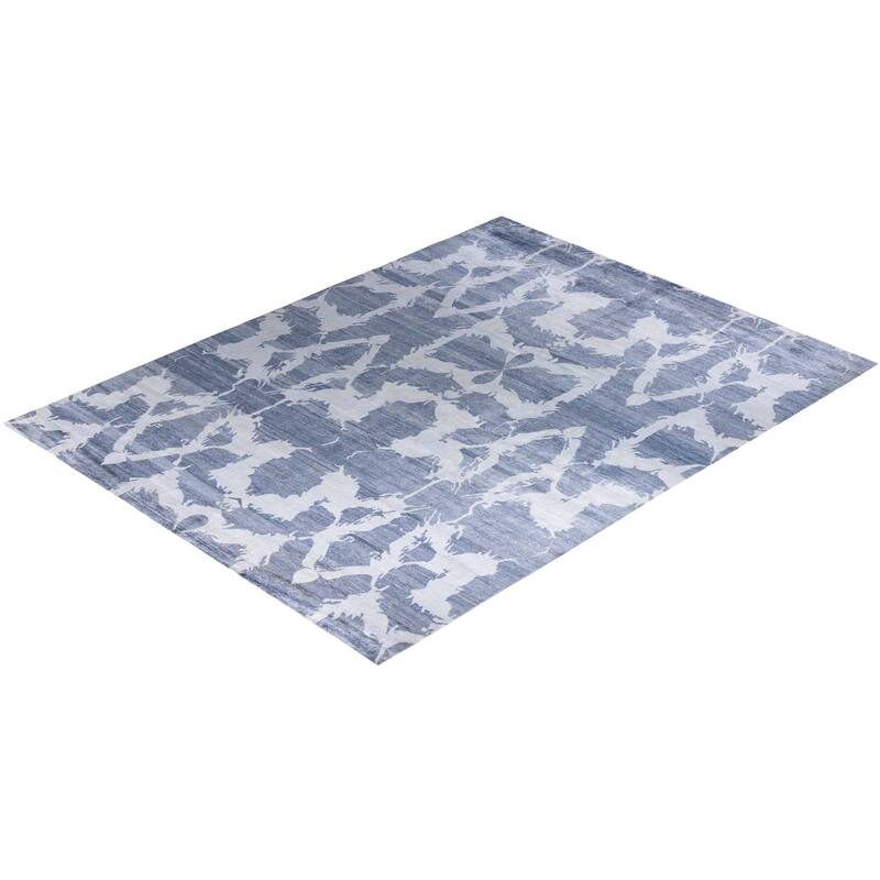 Modern One-of-a-Kind Hand-Knotted Area Rug, Blue - 9' 2" x 11' 10"