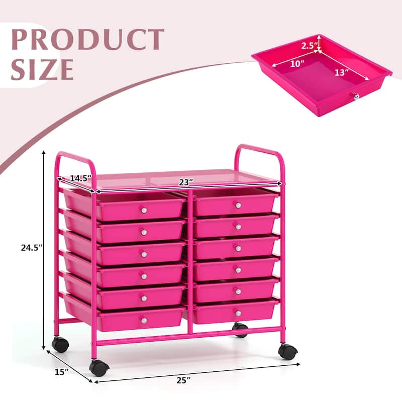 Costway 12 Drawers Rolling Cart Storage Scrapbook Paper Studio - See Details