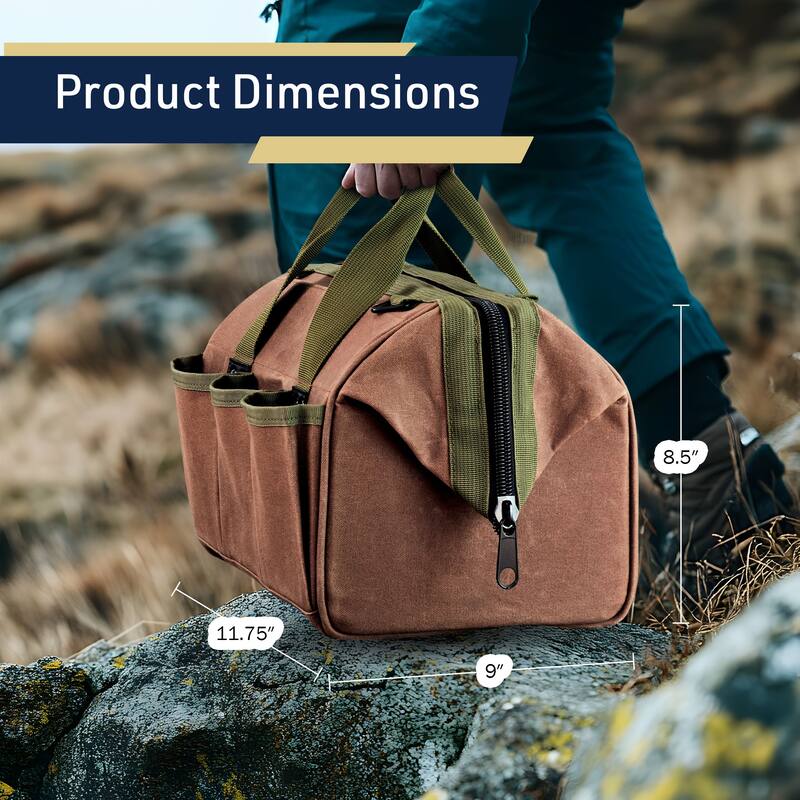 Kings County Tools 11.75-inch Heavy Duty Waxed Canvas Tool Bag or Garden Caddy for Gardening Supplies