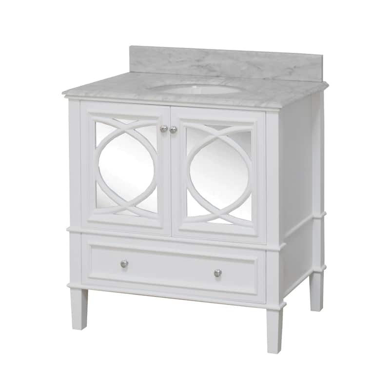 KitchenBathCollection Olivia 36" Bathroom Vanity with Carrara Marble Top