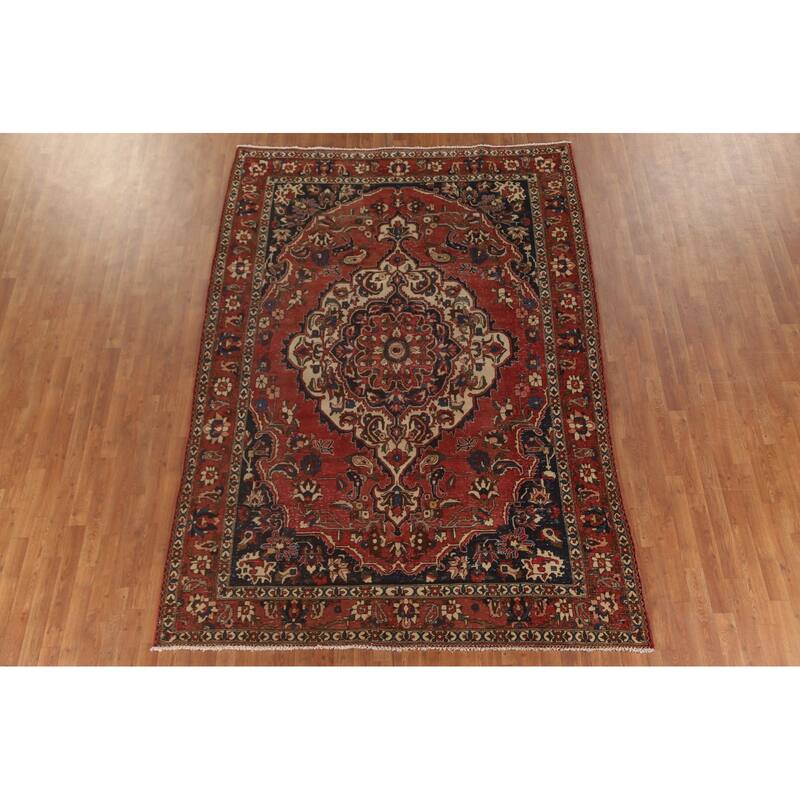 Bakhtiari Persian Antique Area Rug Hand-Knotted Wool Carpet - 7'0"x 10'0"