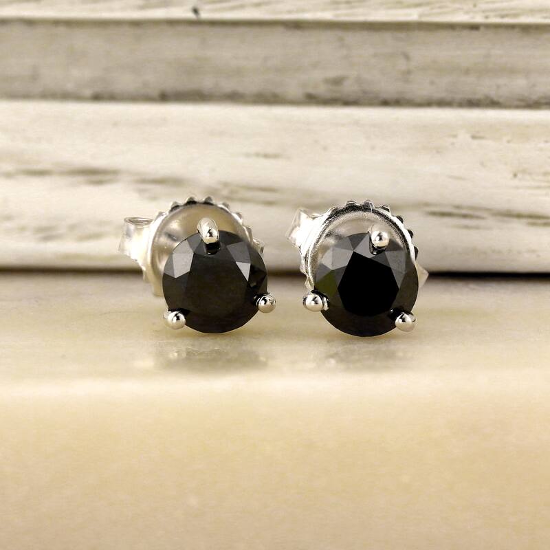 Auriya 1/2 to 4ctw Black Diamond Stud Earrings 14k White Gold Martini-set Pair