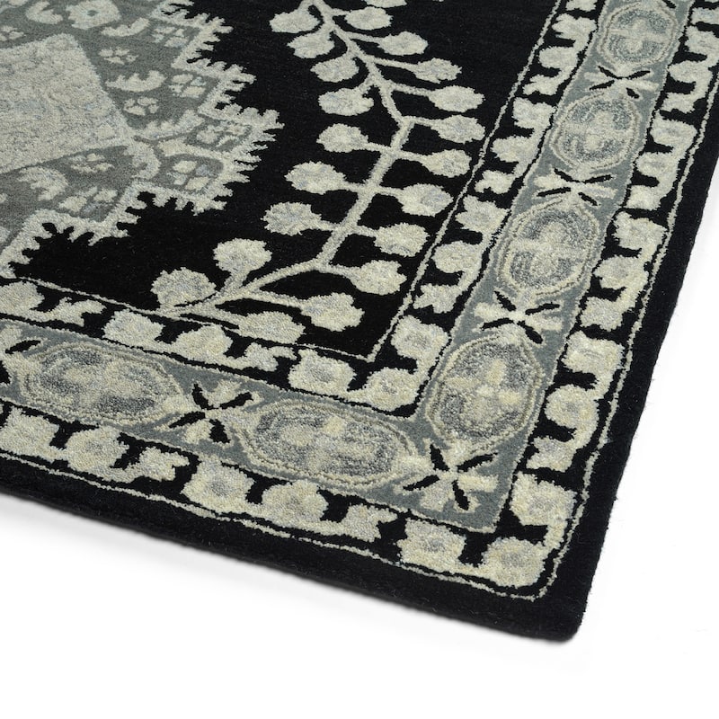 Charlotte Collection Black Hand Tufted Indoor Area Rug