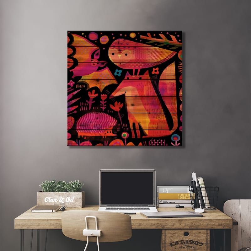 Nocturnal Animals Print On Wood by Gareth Lucas - Multi-Color