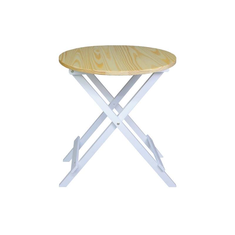 No Assembly Required 23.5 in W Solid Wood Round Folding Narrow Dining Table