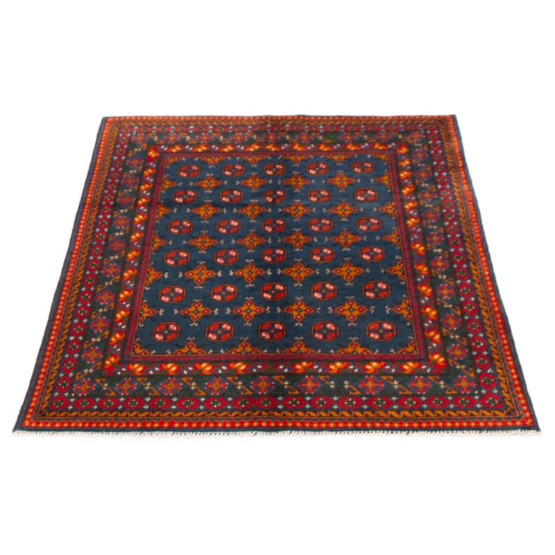 ECARPETGALLERY Hand-knotted Uzbek Kargahi Blue Wool Rug - 4'8 x 6'1