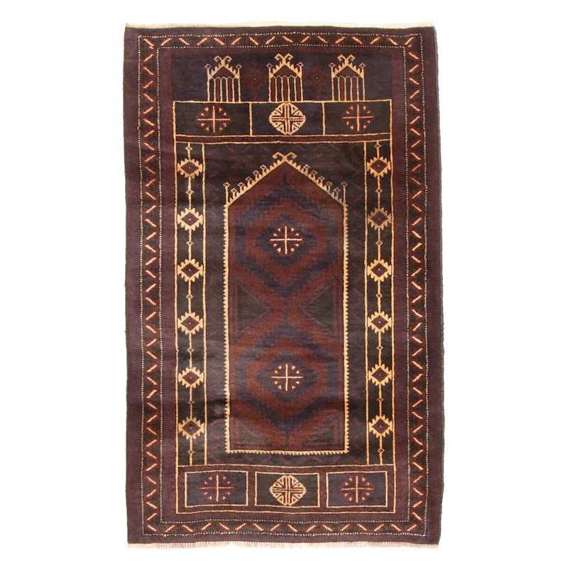 ECARPETGALLERY Hand-knotted Teimani Dark Brown Wool Rug - 2'11 x 4'8