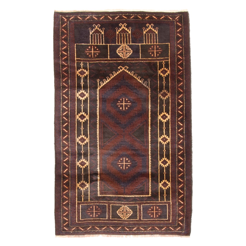 ECARPETGALLERY Hand-knotted Teimani Dark Brown Wool Rug - 2'11 x 4'8
