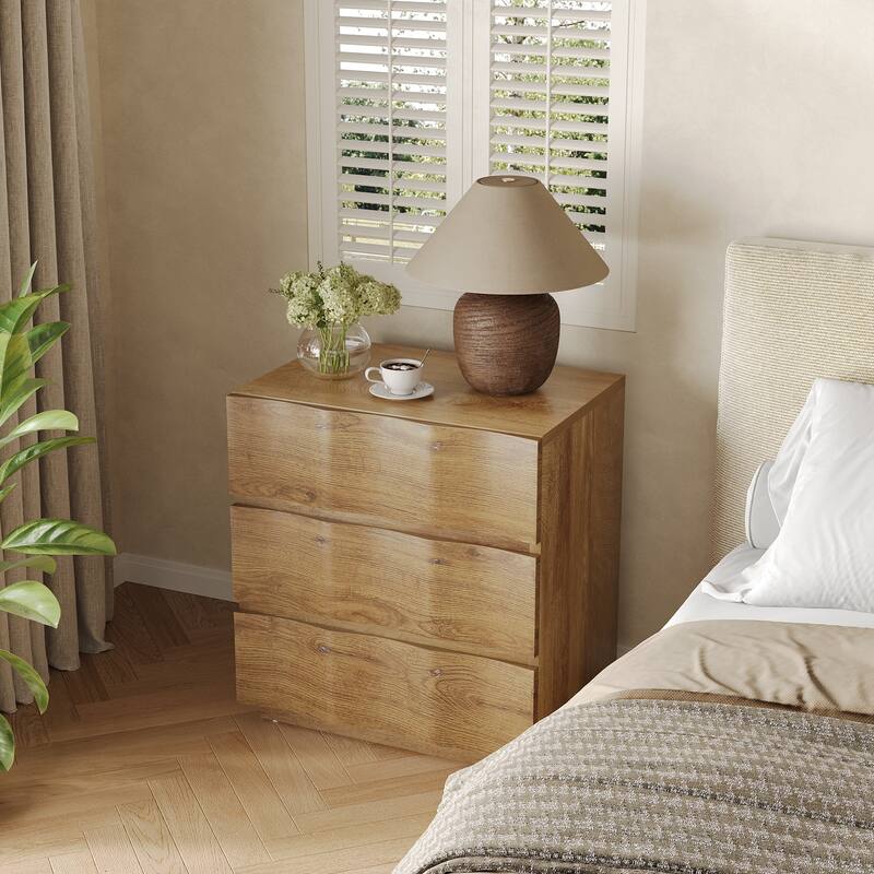 Wood Drawer End Table, Storage Nightstand, Bedroom Living Room Closet Bedside Table Small Dresser Accent Table