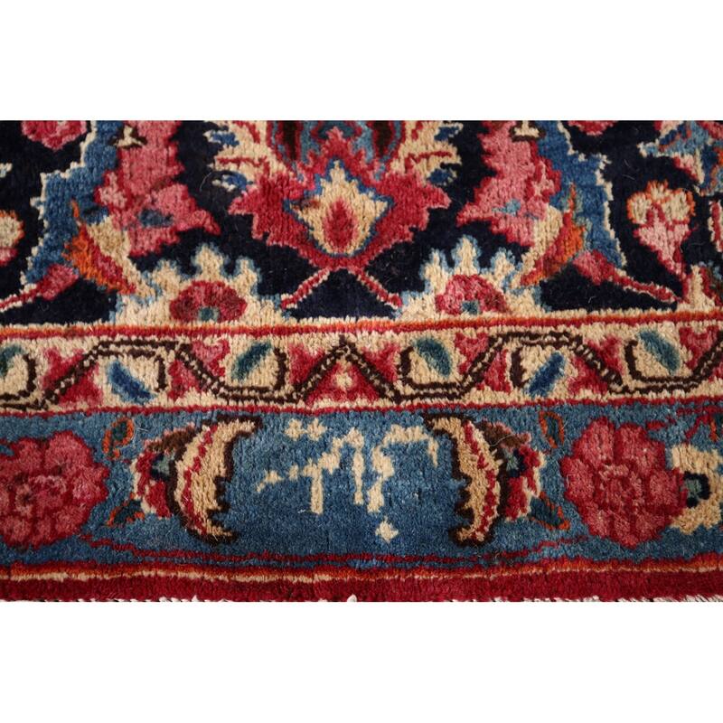 Floral Mashad Large Antique Persian Area Rug Handmade Wool Carpet - 9'6" x 16'4"