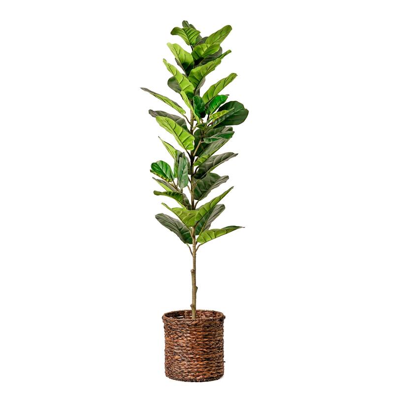 American Art Decor Artificial Faux Tree in White Tapered Ceramic Pot