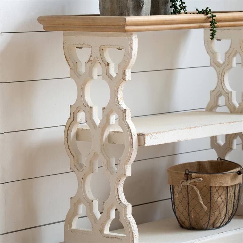 Three Tiers Distressed Wood Console Table