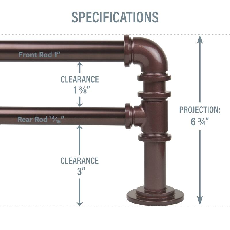 InStyleDesign 1 inch Pipe Double Bay Window Curtain Rod 23"-41", 41"-78"