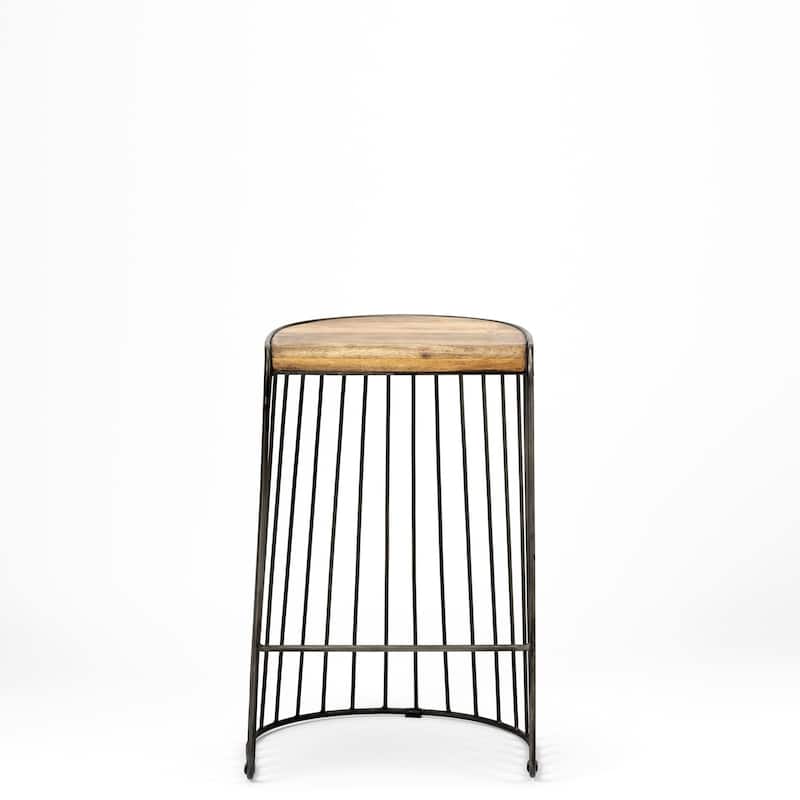 Seagram Brown Solid Solid Wood Seat with Black Metal Frame Counter Stool