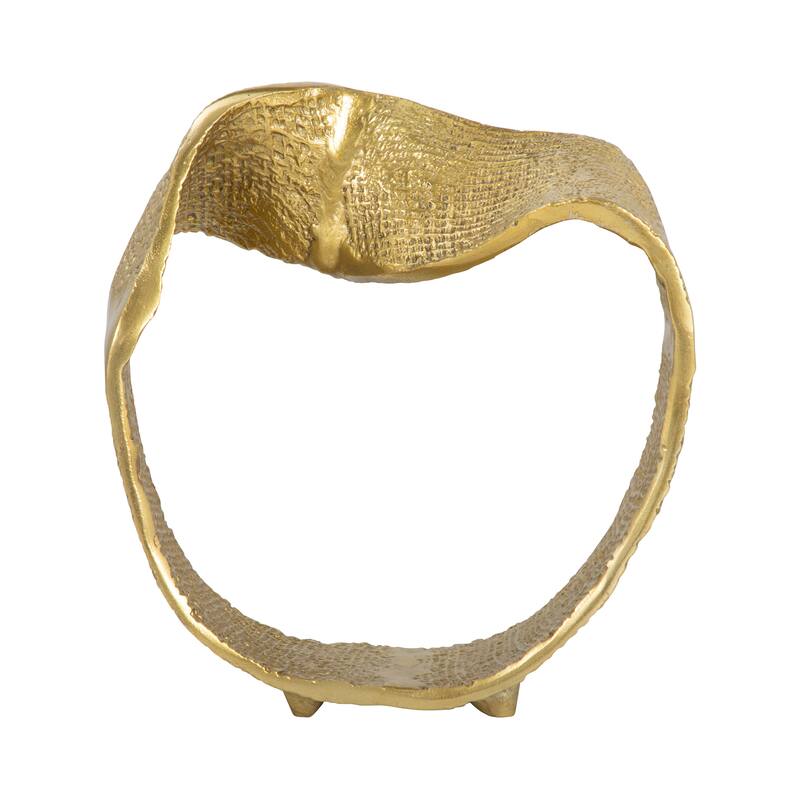 Twisted Hammered Ring Table Sculpture and Statues for Home Decor, Gold