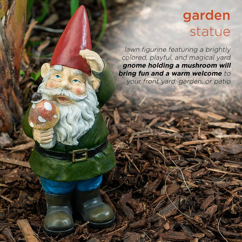 Gnome Folding Hands Looking Up Garden Statue