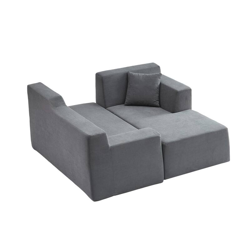 96.46" L-Shaped Corduroy Sectional Sofa, No Assembled Required