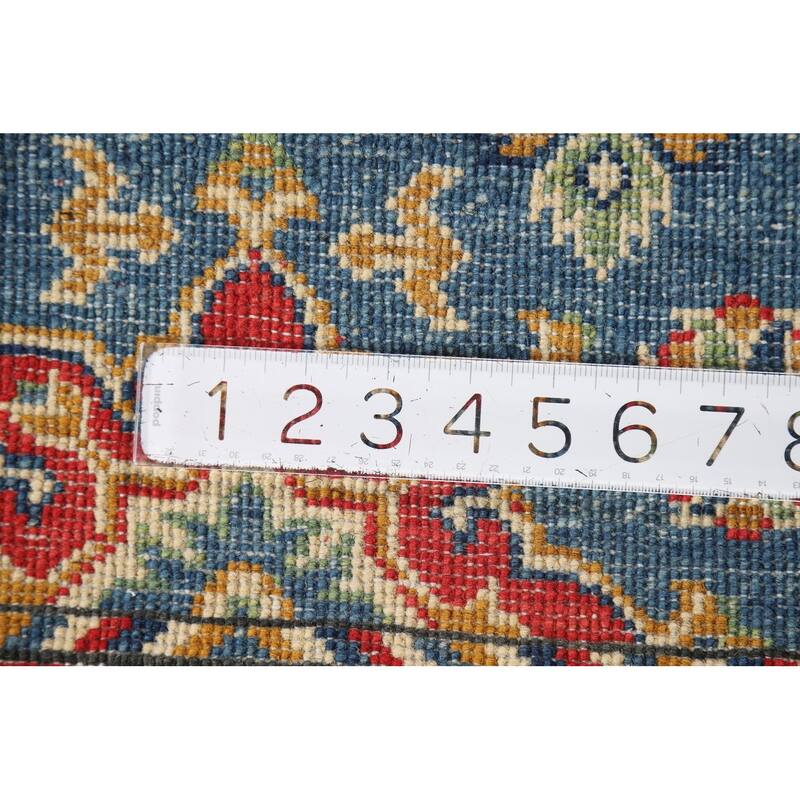 Blue Geometric Kazak Oriental Foyer Rug Handmade Wool Carpet - 2'0" x 3'0"