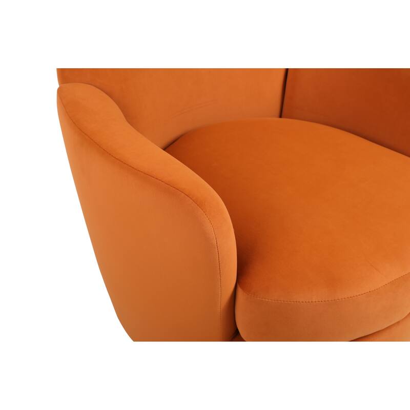 Velvet Swivel Barrel Chair, Swivel Accent Chairs Armchair w/ Gold Stainless Steel Base, Comfy Reading Chair Round Barrel Chairs