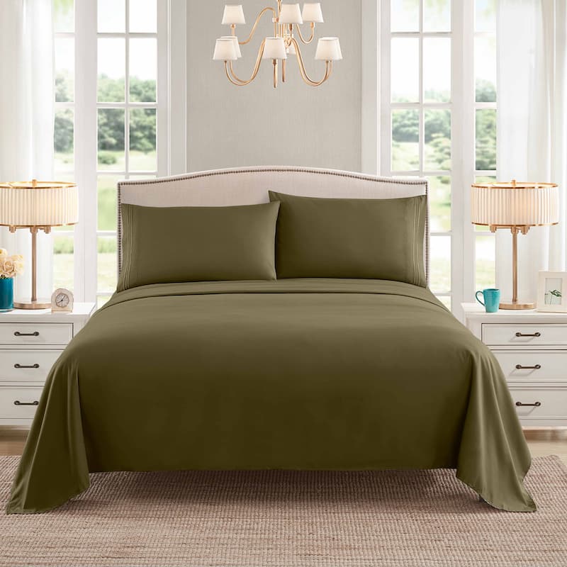 Sweet Home Collection 4 Piece Chevron Printed Sheet Set, Double Brushed Microfiber