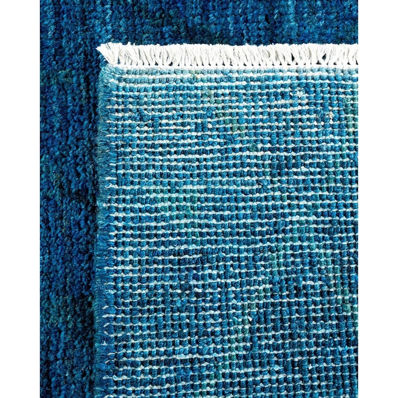 Overton Hand Knotted Wool Vintage Inspired Modern Contemporary Overdyed Blue Area Rug - 4' 3" x 5' 9"