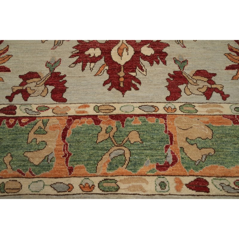 Hand Knotted Oriental 100% Wool Carpet Transitional Floral Beige & Ivories Oushak Area Rug - 14' 4'' X 10' 1''