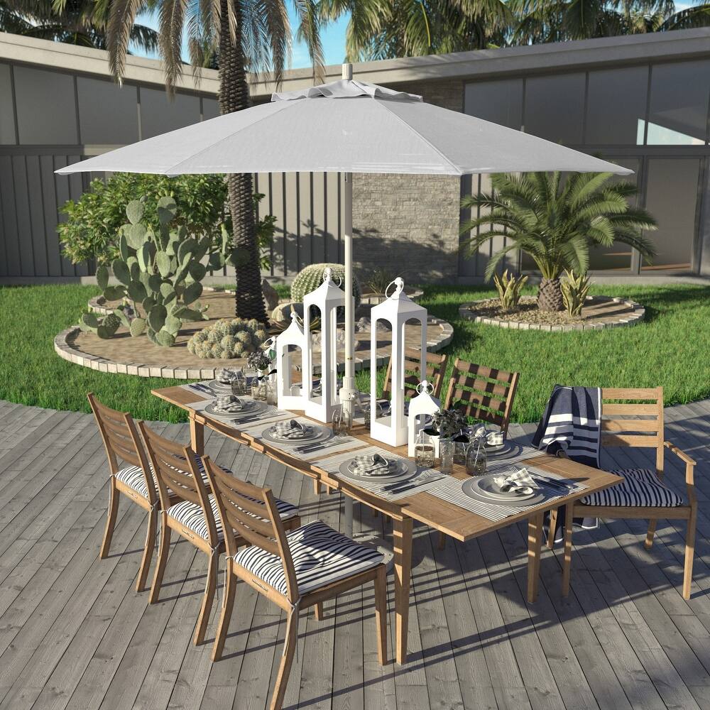 California Umbrella 9' Rd Golden State Series Patio Umbrella White Aluminum Frame Crank Lift Collar Tilt Olefin Royal Blue