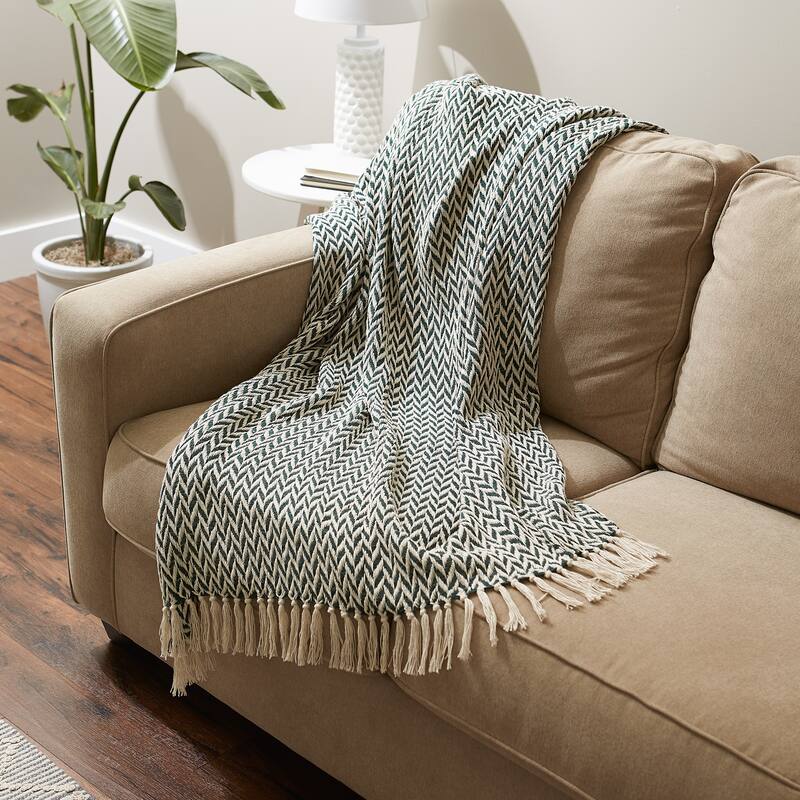 Stone Handloom Chevron Throw