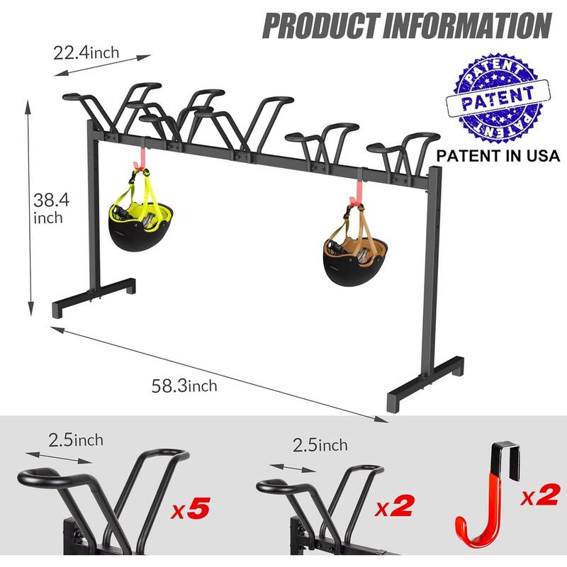 Sttoraboks Adjustable Floor Stand for Bikes, Max Tire Width 2.5", Black