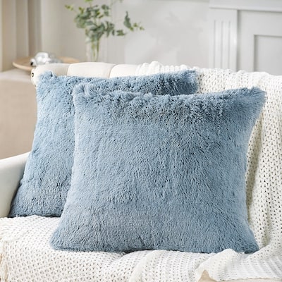 Halsted Shaggy FauxFur Decorative Throw Pillow Cover Set, NO INSERT