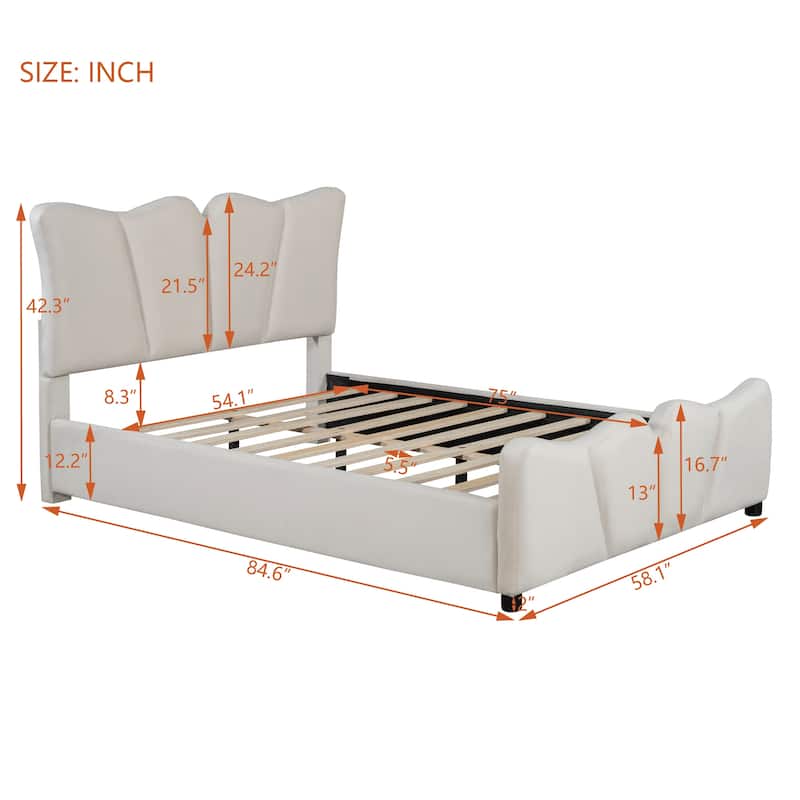 Platform Bed Velvet Upholstered Bed for bedroom