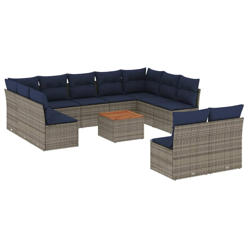 vidaXL Patio Sofa Set with Cushions Outdoor Furniture 12 Piece Poly Rattan - 24.4x 24.4x 27.2