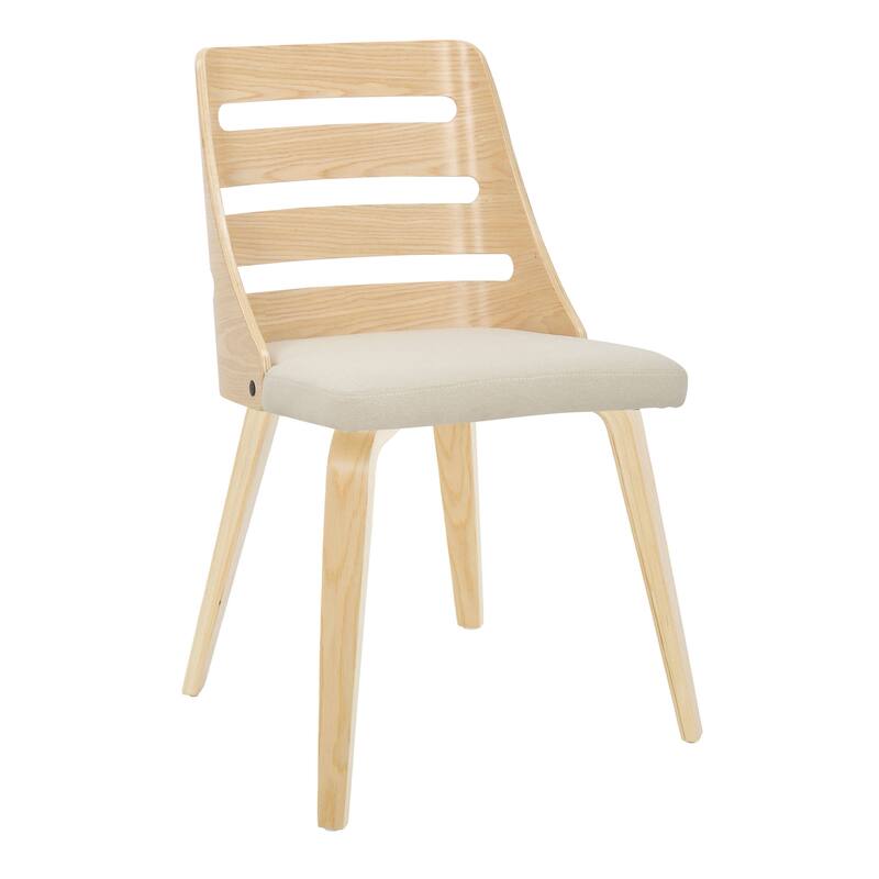 Carson Carrington Oglala Dining/Accent Chair with Bent Wood Legs (Set of 2) - Cream Fabric/Natural Wood