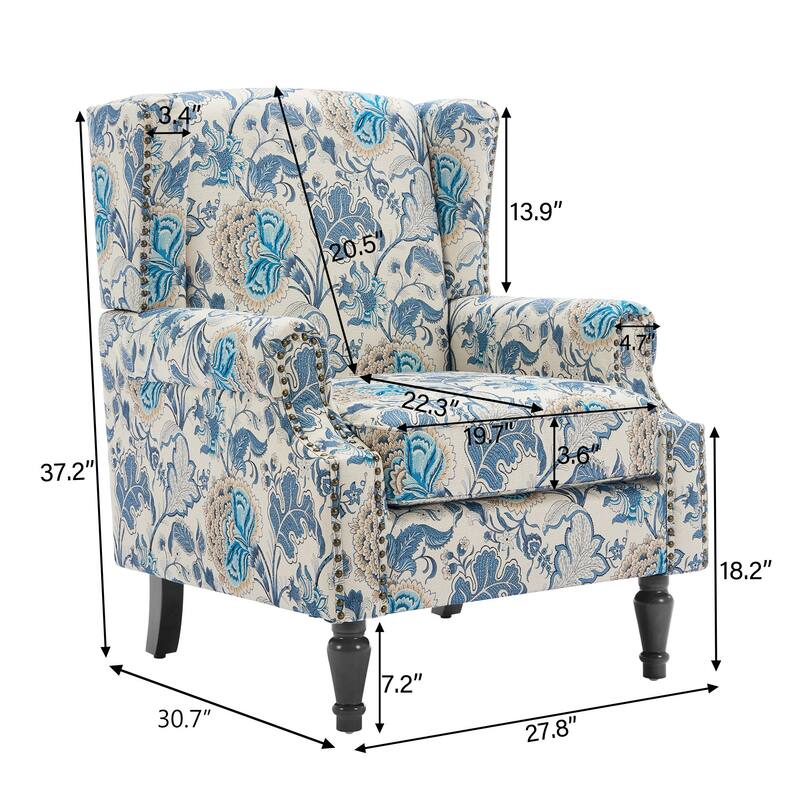 Wingback Accent Chair Nailhead Trim Living Room Reading Chair